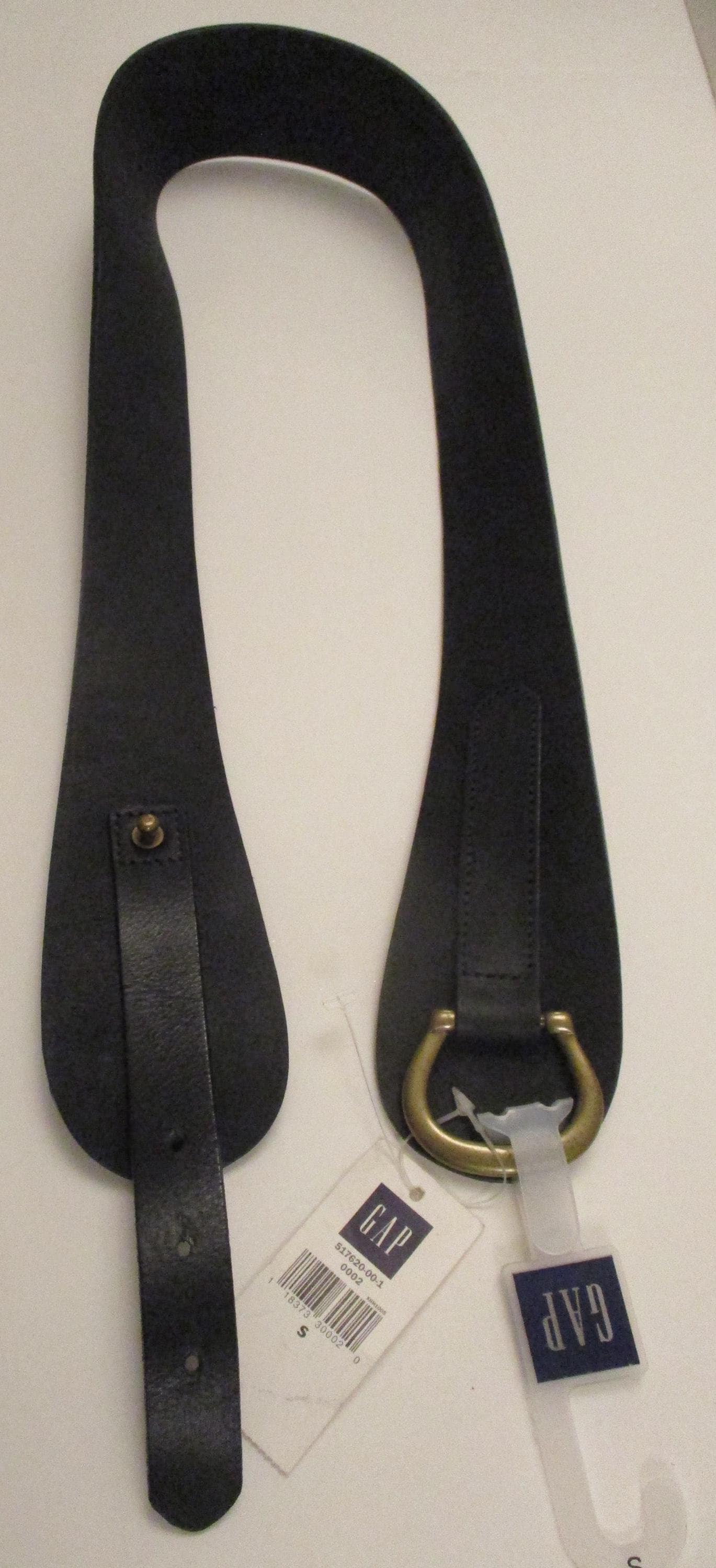 Vintage 80s GAP Thick Genuine Leather Black Large Silver Brass Buckle USA M New GAP Women main image 4