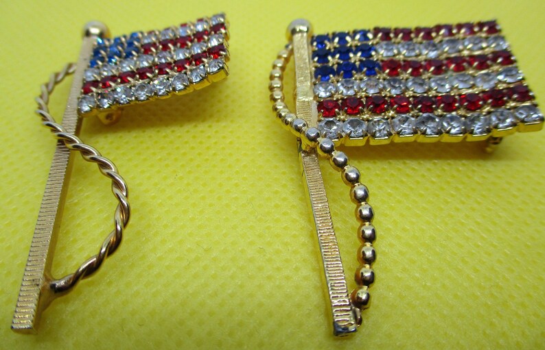 AMERICAN FLAG BROOCH Prong Set Red White Blue American Flag Etsy