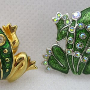 Ab RHINESTONE FROG Brooch Pin Green Enamel Gold Tone Metal Tack Pin Tie Pin Brooch Choose No 1 Rhinestone No 2 AB Rhinestone Animal Brooch