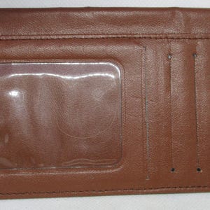 Funda para chequera de cuero Cartera para tarjetas de crédito Billete para billetes Sección para foto de identificación Cartera unisex de cuero marrón genuino Funda para chequera unisex