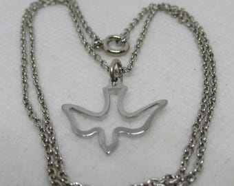 11 Available Holy Spirit Pendant Necklace Dove Pendant Chain Necklace Religious Silver Tone Metal Pendant Chain Necklace Open Dove Pendant