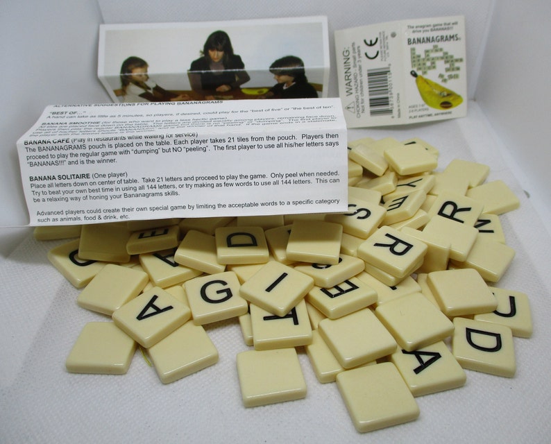 Bananagrams Crossword Game Banana Shape Zippered Case 144 Tile Etsy