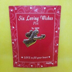 Vintage Gantz-engelbroche op originele kaart Gatz Six liefdevolle wensen broche Gantz Love To Fill Your Heart Broche Love Hears Angel Broche Vtg