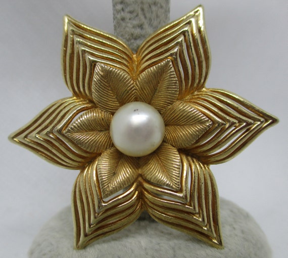 SIGNED BOUCHER Brooch Earring Set Genuine PEARLS … - image 2