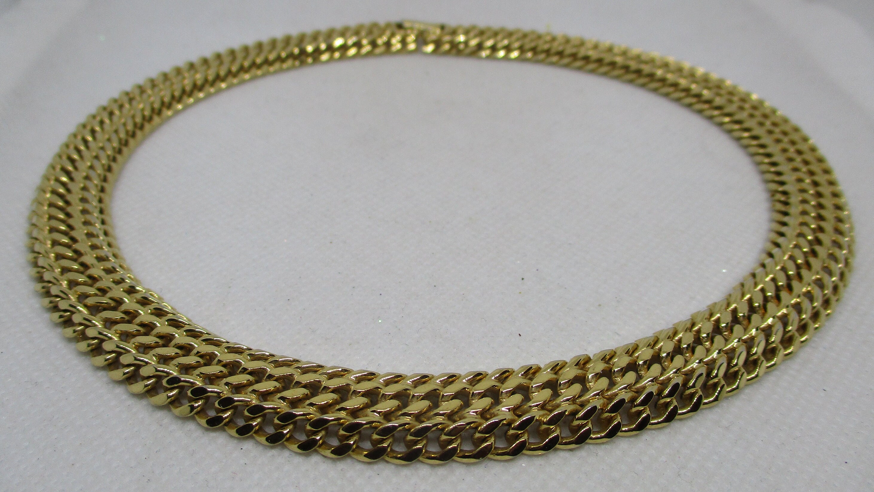 Vintage Monet Gold Tone Double Chain Necklace, Nice Weight 18