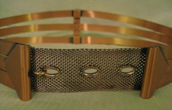 RENOIR COPPER BELT Tripe Strips Belt Mesh Closure
