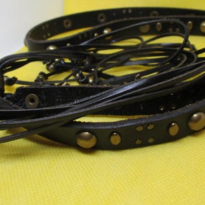 Coldwater Creek With Original Brass Tone Studded Tassel Narrow Black Genuine Leather Belt Size S/M Small / Medium Womens Belt Accessories