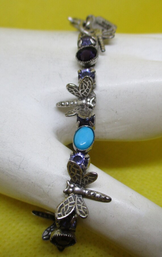 MARY DEMARCO Scroll Dragonfly Faux Amethyst RHINE… - image 3