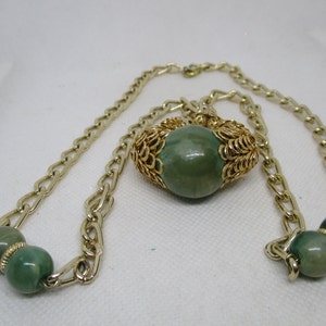 Vtg Large Faux Jade Gold Tone Pendant Chain Necklace Large - Etsy