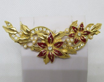 Spilla vintage Avon con stella di Natale in smalto e perle finte, spilla Avon con stella di Natale, spilla Avon con strass, spilla Avon con perle, spilla natalizia Avon