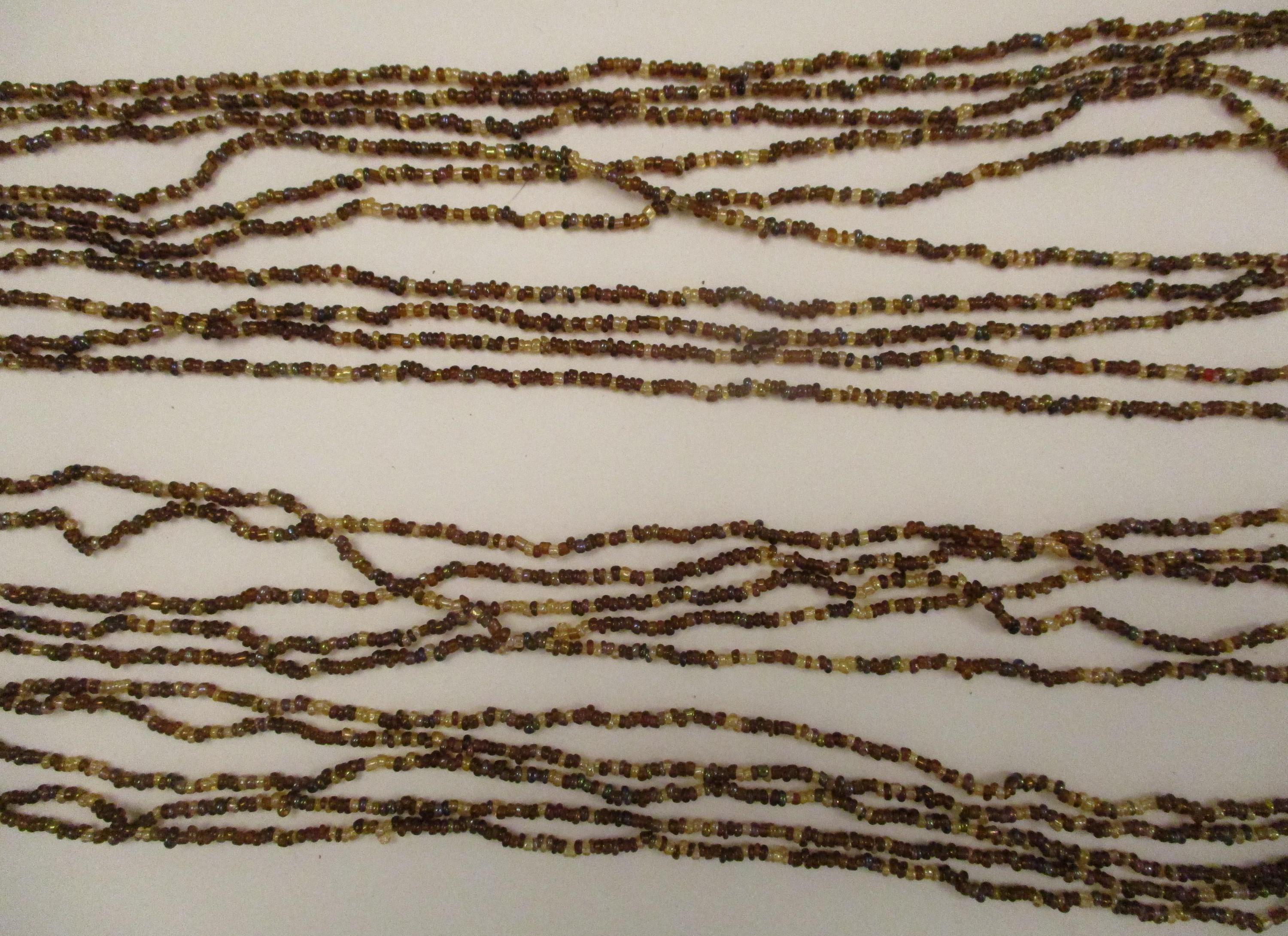 Vintage Brown Seed Bead Belt Necklace: 1980s Gold Tone - Etsy display picture 2