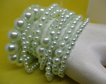 10 Piece Set PEARL BRACELETS Faux Pearl Stretch Bracelet Set Various Sized Pearl Choose No 1 No 2 MIX Match Wedding Mother Daughter Friends