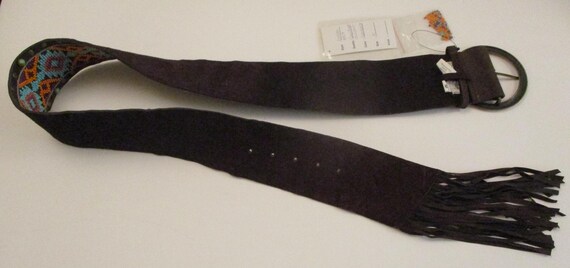 Tasha Polizzi Suede Leather Belt: Seed Bead & Turquoise  display picture 1