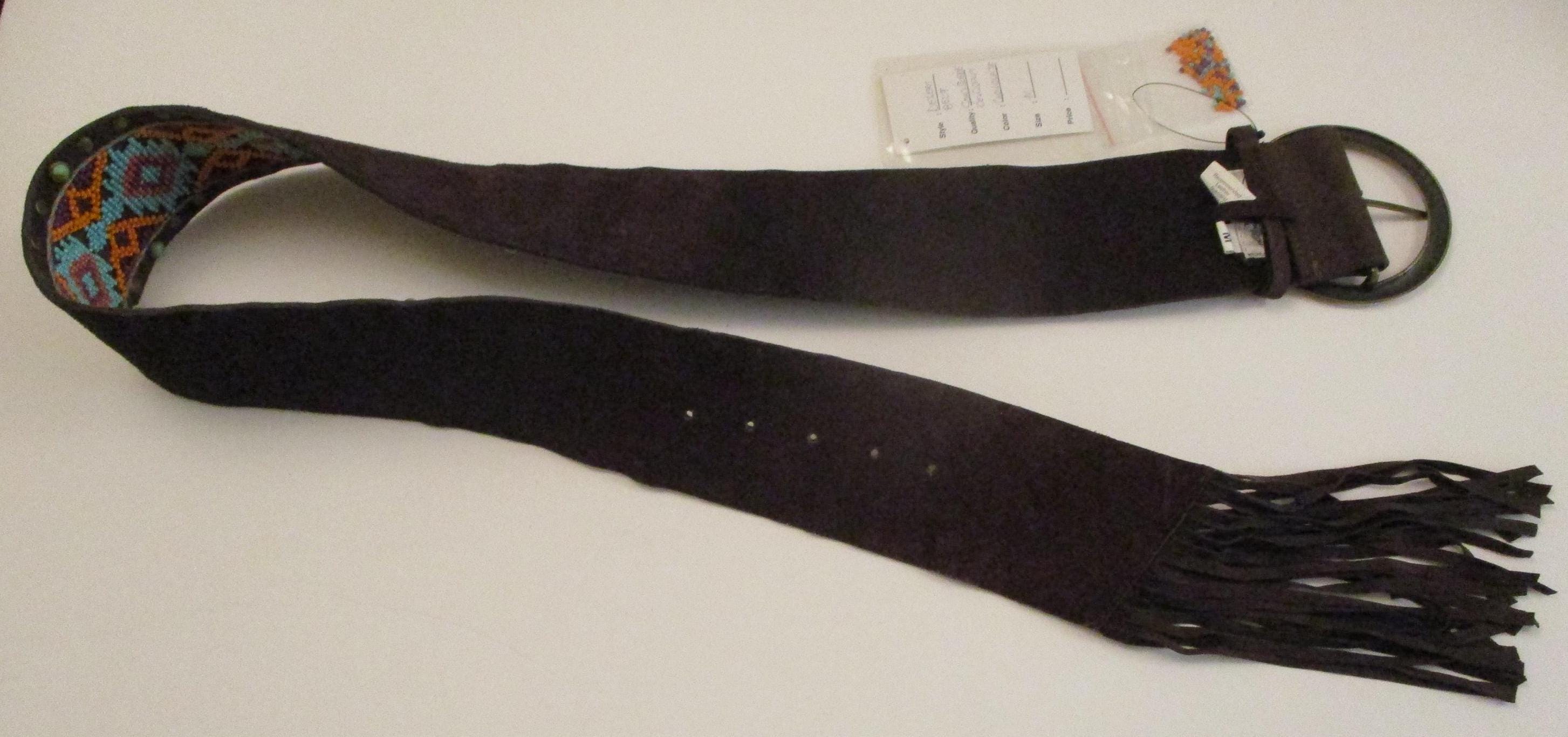Tasha Polizzi Suede Leather Belt: Seed Bead & Turquoise  display picture 3