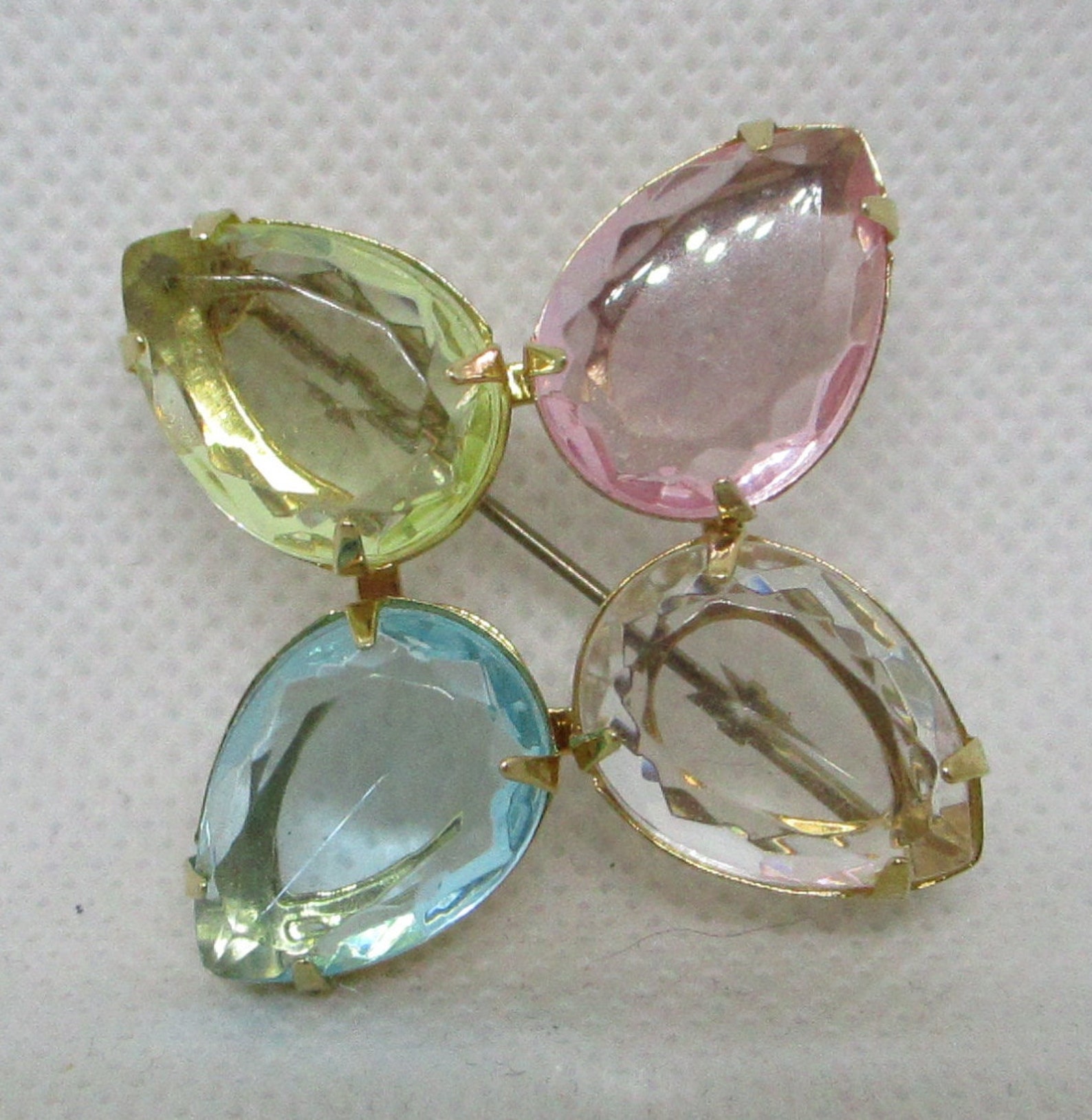 Vintage Avon Rhinestone Brooch Avon Pastel Colored Flower Etsy