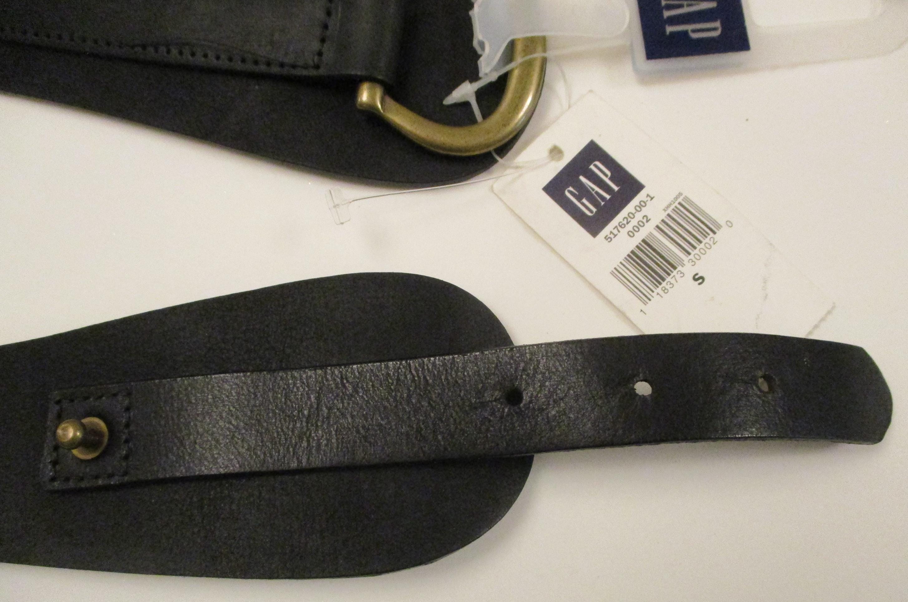 Vintage 80s GAP Thick Genuine Leather Black Large Silver Brass Buckle USA M New GAP Women main image 3