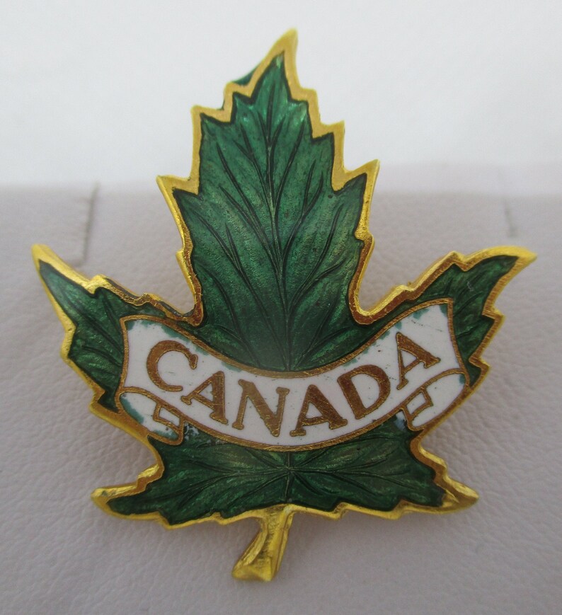 Canada Leaf Brooch Canada Enamel Green Maple Leaf Brooch Etsy