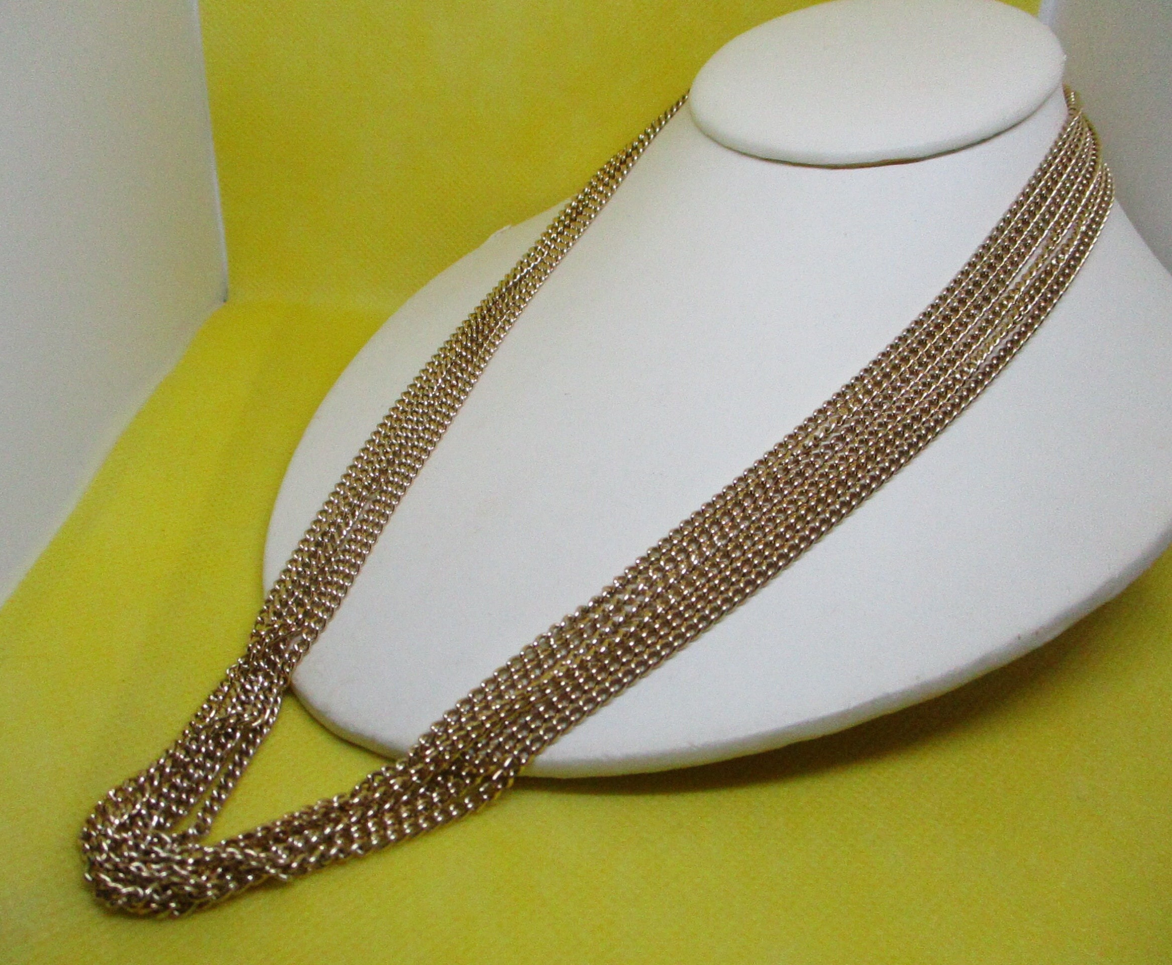 Gold Tone Metal Chain Necklace | Etsy 