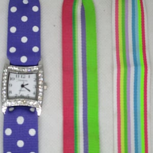Rhinestone Geneva Watch: Silver Tone Square Face with Interchangeable Printed Bands