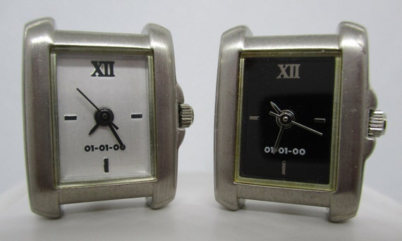 CUFFLINKS WATCHES MILLENNIUM 2000 Matte SilverTon… - image 1