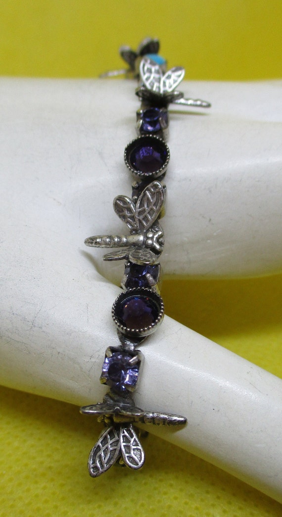 MARY DEMARCO Scroll Dragonfly Faux Amethyst RHINE… - image 6