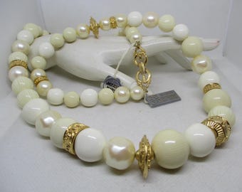 Givenchy Simulated Pearl & Lucite Beaded Necklace with Tags