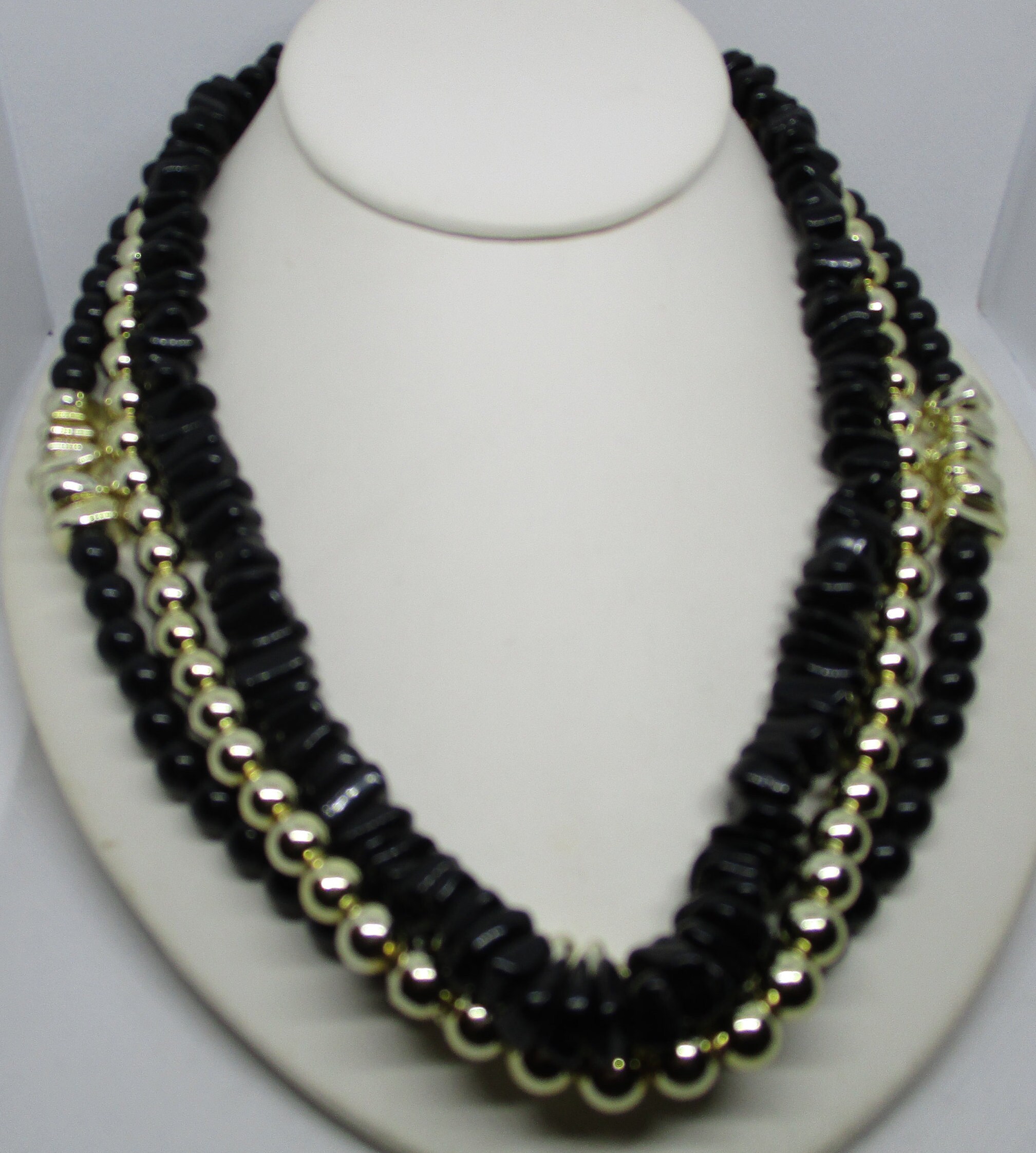 Genuine Lucite Necklace LUCITE Triple Strand Black & Metallic Etsy