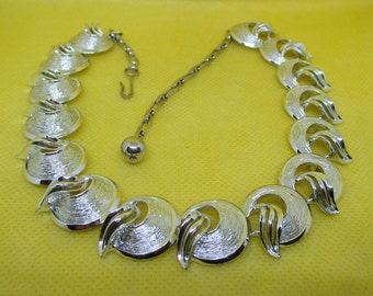 NEVER WORN CORO Necklace Coro Silver Tone Metal Open Textured Round Shape Sections Necklace Coro Vintage Necklace Vintage 1960s Coro Jewelry
