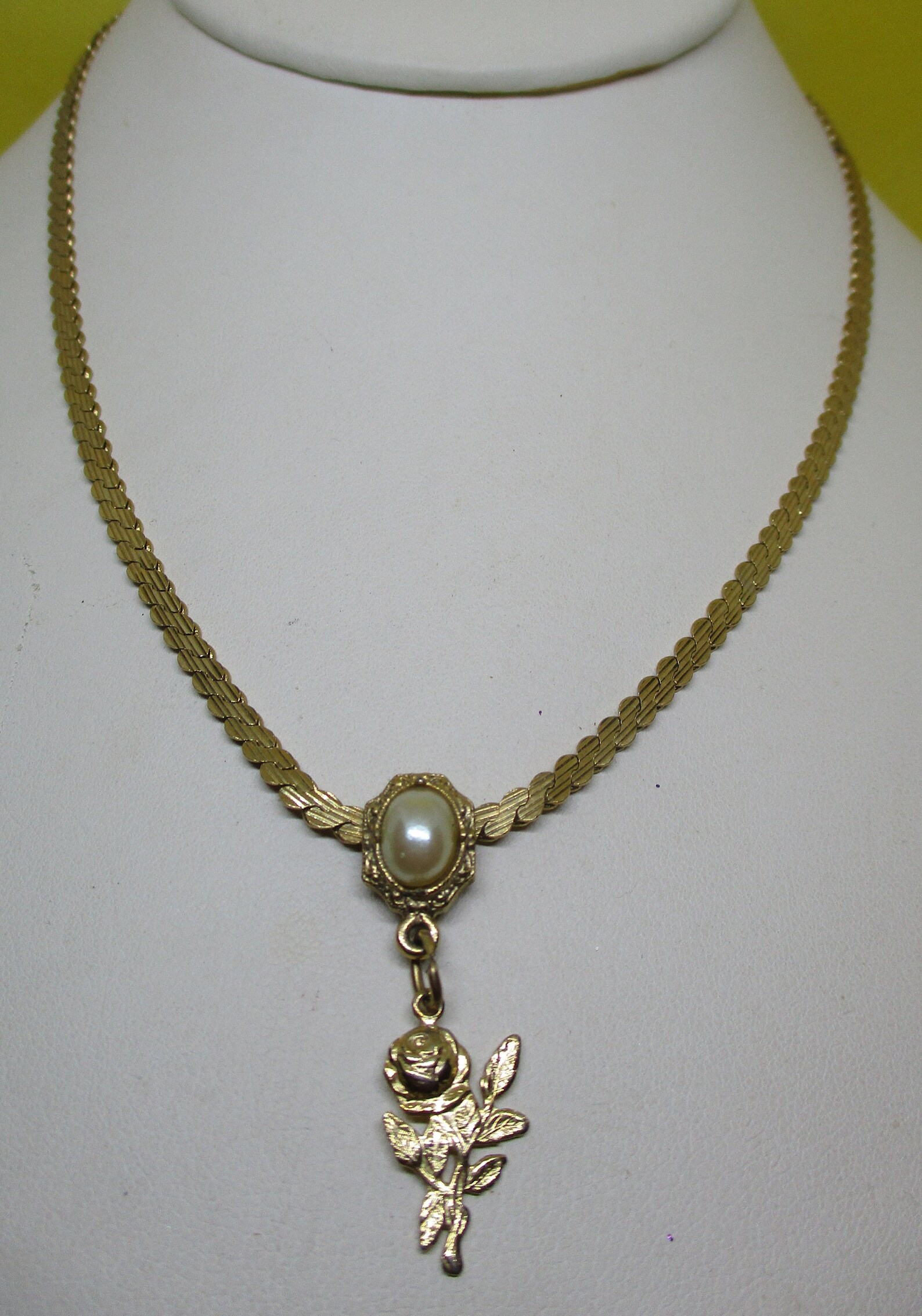 1928 Faux Pearl Rose Pendant Necklace Faux Pearl Clip on - Etsy