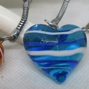 MURANO GLASS Keyrings Murano Glass Heart Keychains Murano Glass Swirled Glass Puffed Heart Keyrings In Original Giftbox Silver Tone Metal image 6