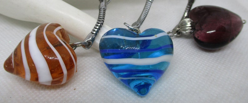 MURANO GLASS Keyrings Murano Glass Heart Keychains Murano Glass Swirled Glass Puffed Heart Keyrings In Original Giftbox Silver Tone Metal image 6