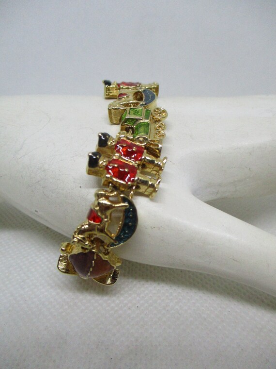 Vintage Gold Tone/Enamel Slide Bracelet