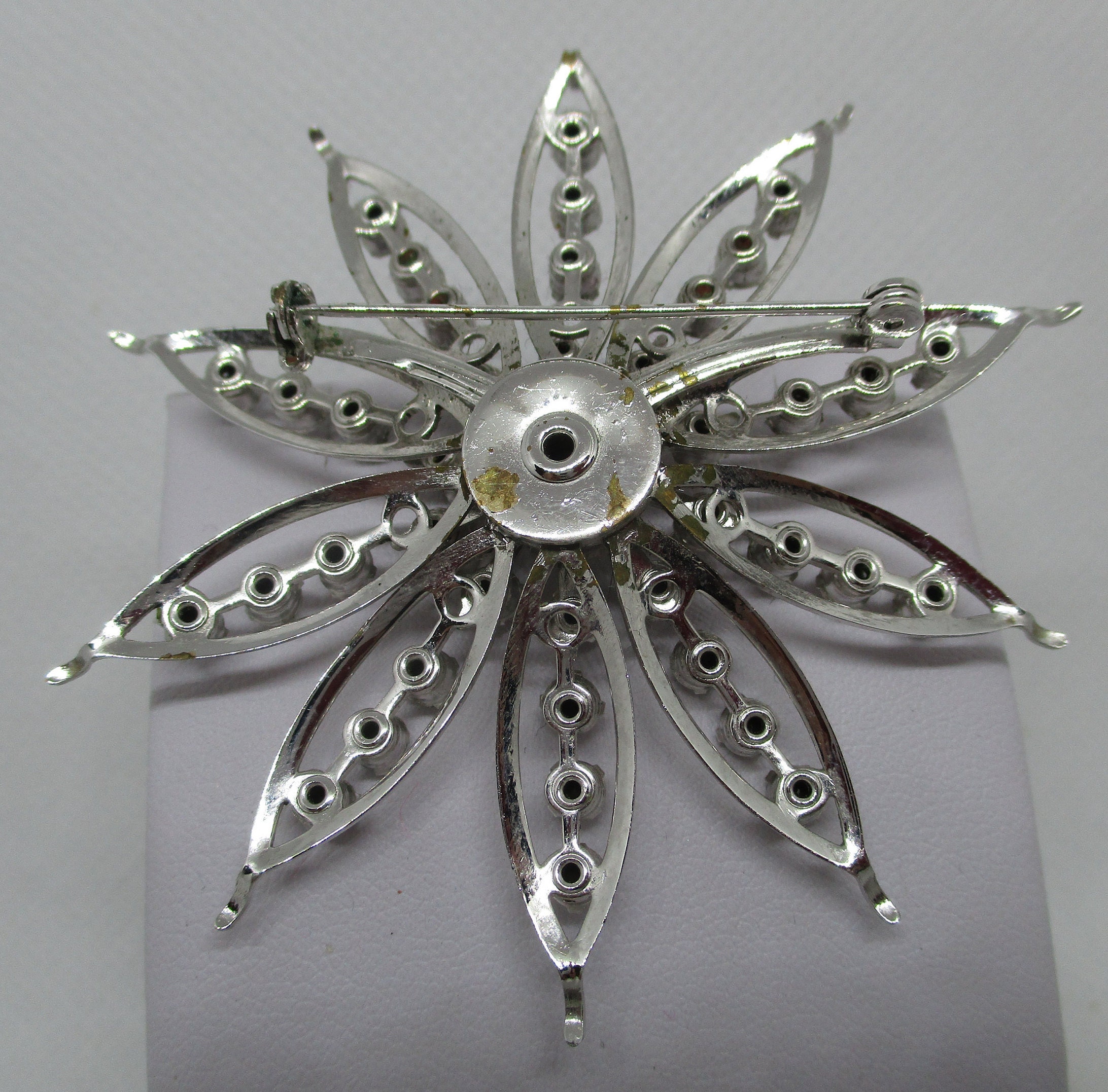 Huge Crystal Rhinestone Flower Brooch Open Work Silver Tone - Etsy
