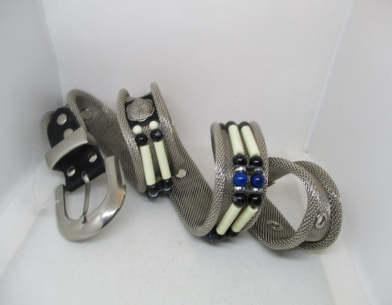 Metallic Silver Mesh Belt 80s Metal Mesh Silver Ranger Belt | 29.5 to 33.5 - Etsy main image 3