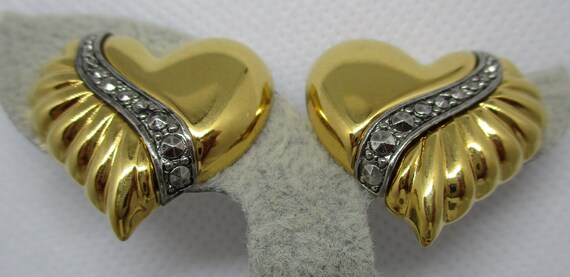Avon Earrings Puffed Heart Clip On Earrings With … - image 2