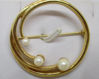 Broche Signée MONET – Petit Cercle Doré Et Argenté, 3,55 Cm, état Neuf Sans Emballage