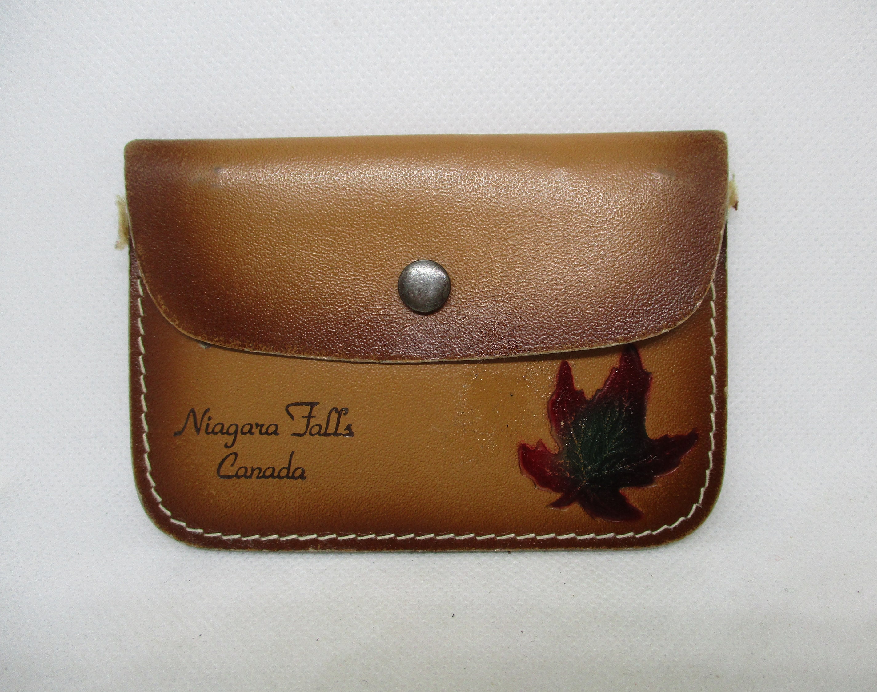 RARE!!! Vintage 1940's NIAGARA FALLS Genuine Leather Brown Wallet 