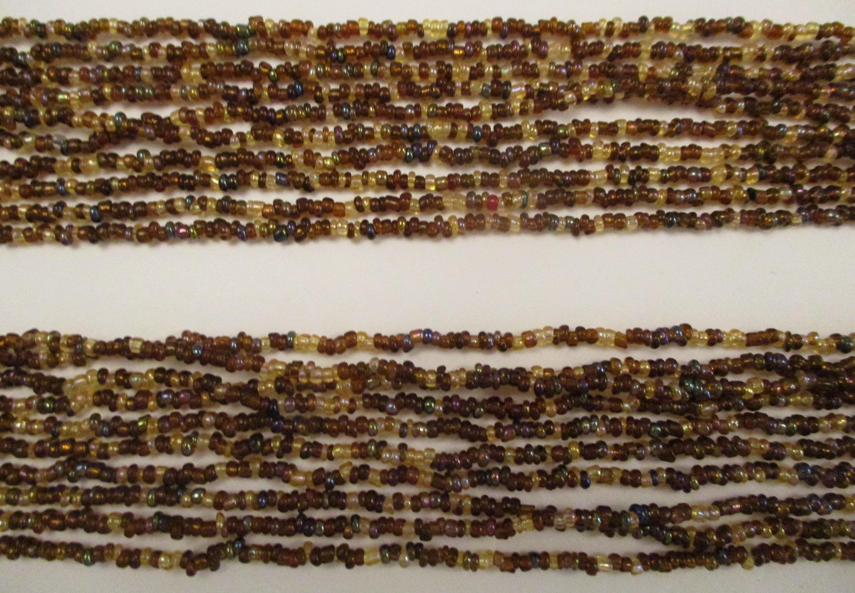 Vintage Brown Seed Beaded Necklace Belt Fring Vintage Brown Seed Bead Belt Necklace: 1980s Gold Tone - Etsy main image 4