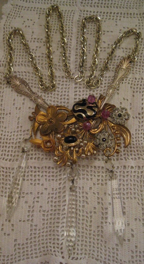 Huge UPCYCLED HANDCRAFTED Necklace REPURPOSED Bib 