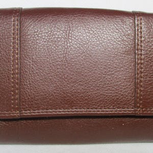 Carteira feminina R LIFE STYLE LEISURE, preço original, 50,00 dólares, couro marrom genuíno, cartão de crédito, identificação, papel-moeda, seção vintage