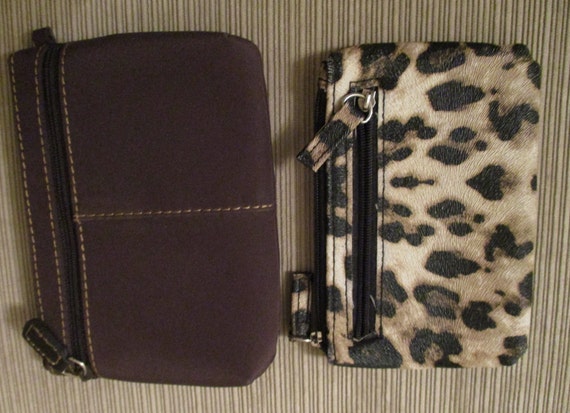 2 Wallets 2 Change Purses Vintage Brown Nylon Zip… - image 2