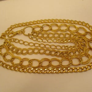Vintage Gold Tone Metal Triple Swag Chain Link Belt 3 Various Style And Size Metal Chain Belt Comfortable Heavy In Weight Chainlink Belt
