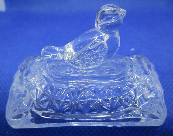 Vintage Crystal Trinket Box Song Bird Lidded Crys… - image 5