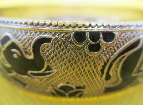 Vintage Cloisonne Elephant Bangle Bracelet Mesh T… - image 7