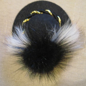 1970's WOMEN'S Hat MINK BROOCH Black White Mink Felt - Etsy
