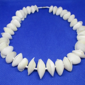 Seashell Necklace Seashell Choker Necklace Genuine Seashell & Glass Seed Beaded Necklace Or Choker Genuine White Seashells White Seed Beads