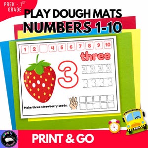 Printable Play Dough Activity Mat Number Sense 1-10 | Fine Motor Skills Practice | Preschool Math Activity | Homeschool Math Pre-K