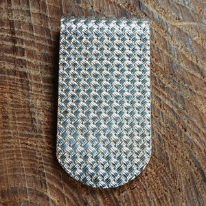 Mid Century R Blackinton Sterling Silver Crisscross Diamond Plate Money Clip
