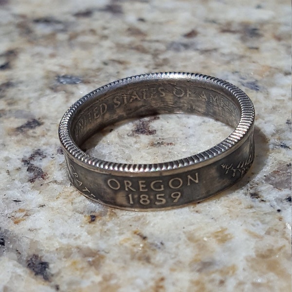 State Quarter Silver Proof 90% Silver Coin Ring Any Size and State Can Be Made To Order