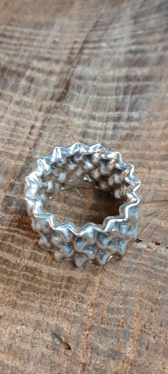 Sterling Silver Electroform Crinkle Ring Size 11 - image 5